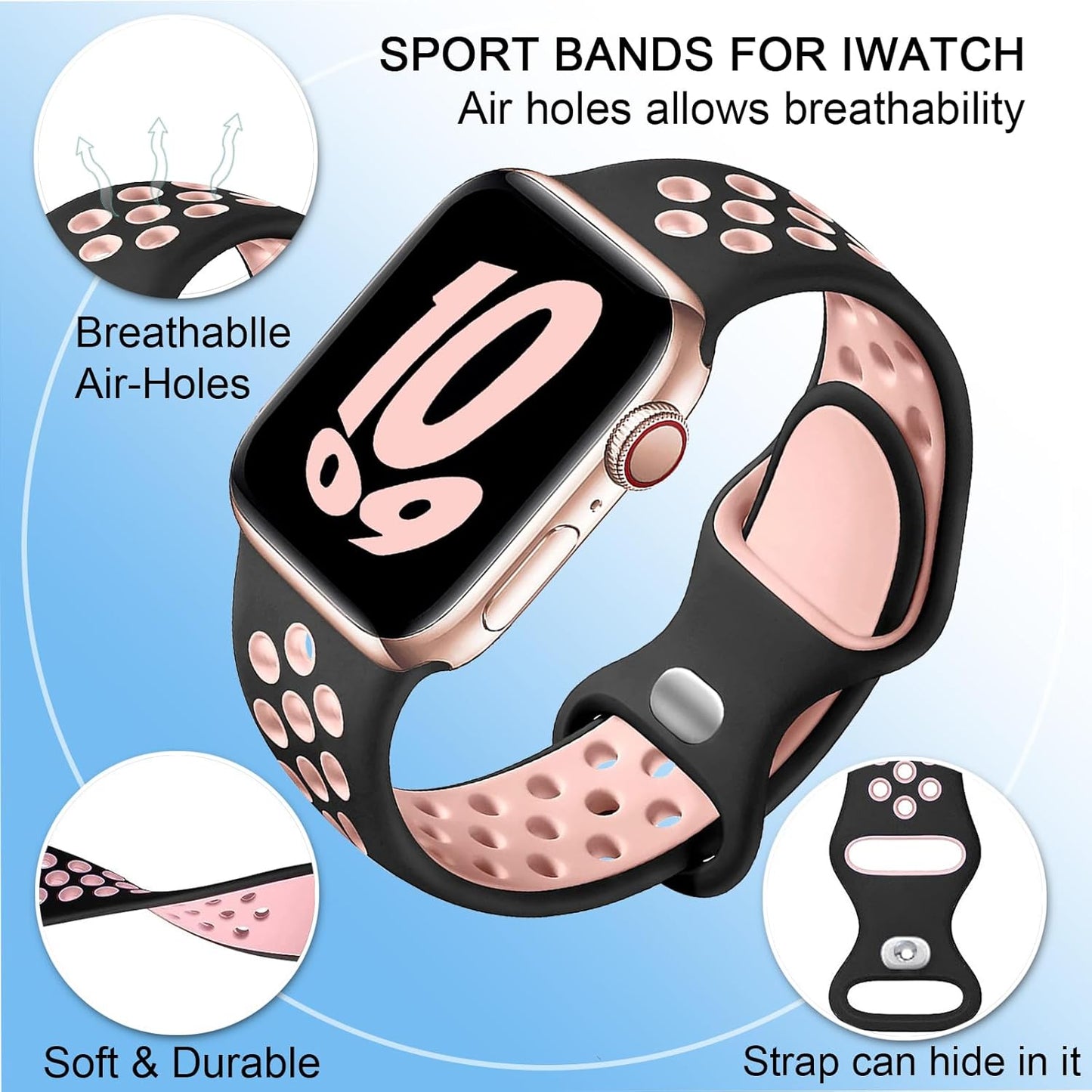 Gulemfy Strap Compatible with Apple Watch - Pink/Black **Watch NOT included**