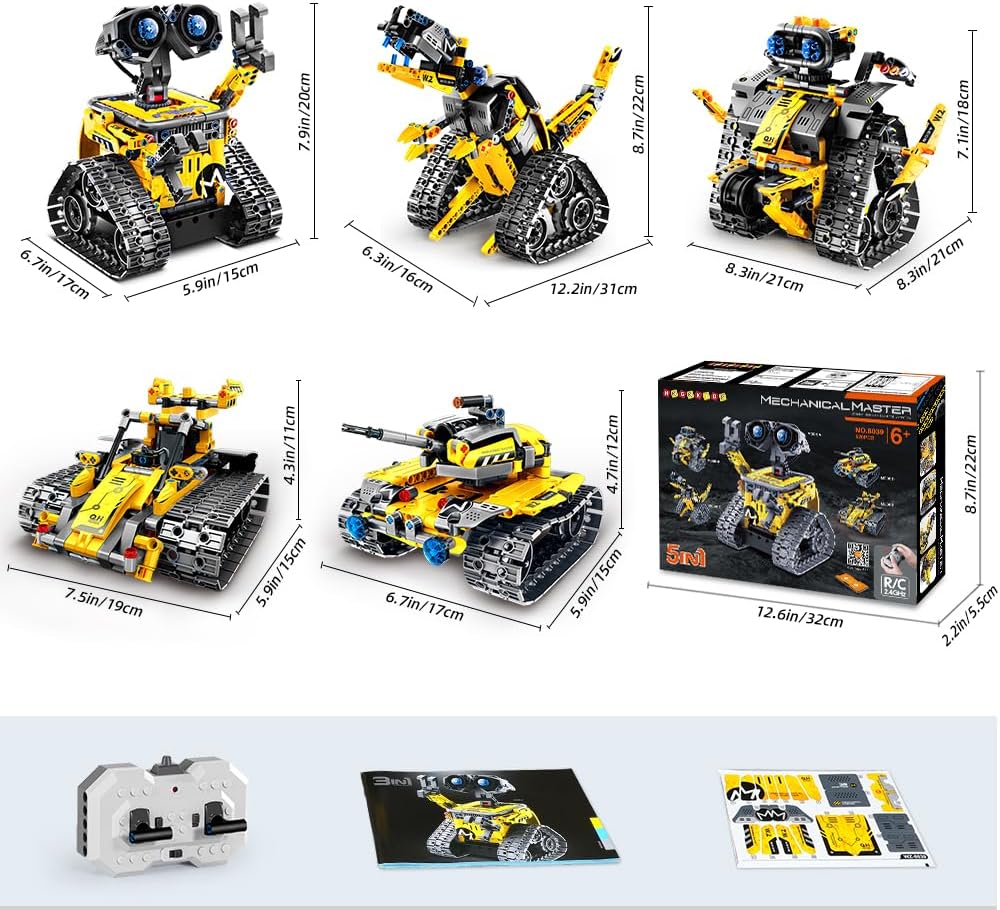 HOGOKIDS Technic Robot Building Kit - Creator 5 in 1 Remote & APP Controlled Robot (520 Pcs)