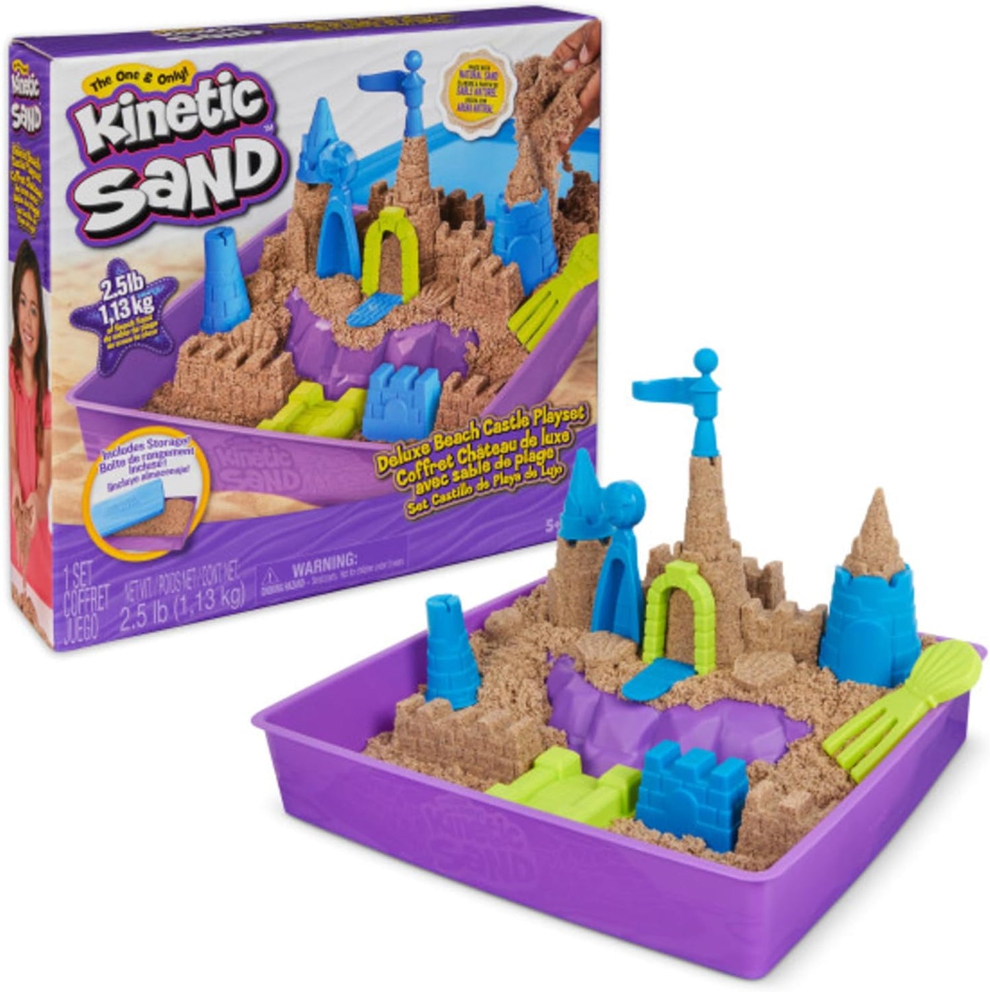 Kinetic Sand, Deluxe Beach Castle Playset with 1.13kg of Beach Sand