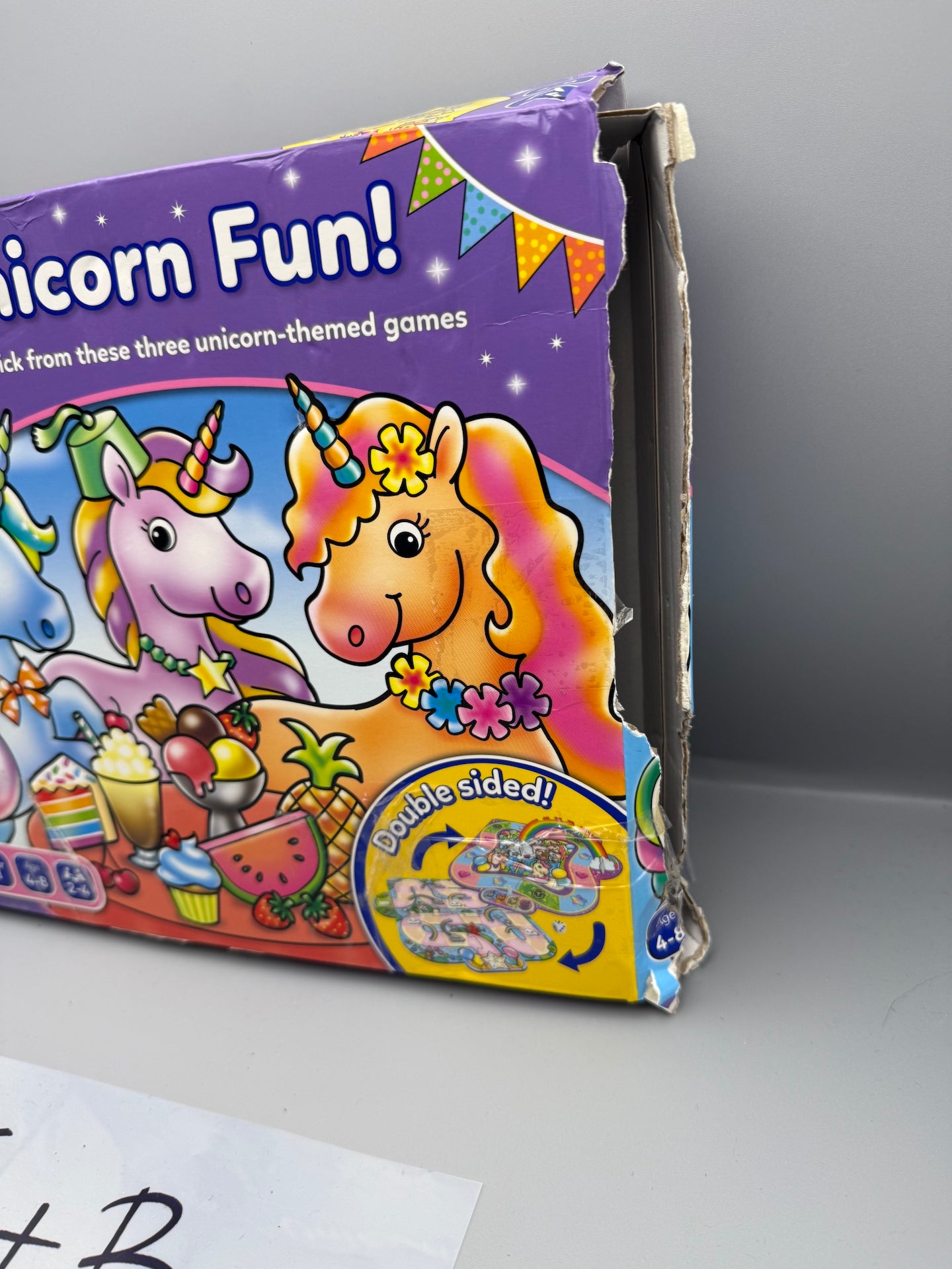 Orchard Toys Unicorn Fun! - 3 in 1 Educational Board Games **VERY Tatty Box**