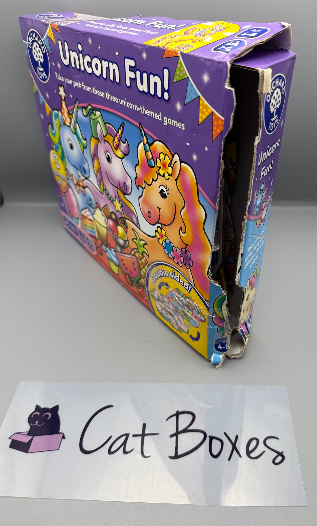 Orchard Toys Unicorn Fun! - 3 in 1 Educational Board Games **VERY Tatty Box**