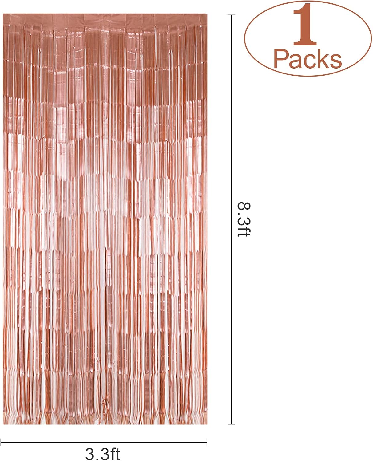 3pcs 3ft X 8.3ft Rose Gold Metallic Tinsel Curtains Backdrop Decoration