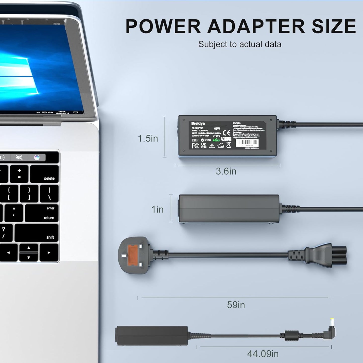 Brekiya 65W 19V 3.42A Laptop Charger for ASUS Power Adapter