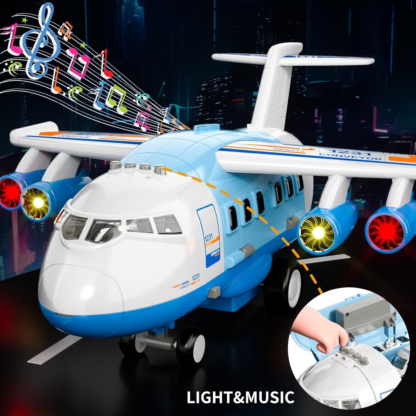 Ci Vetch Large Transport Spray Aeroplane Toys with 10 Vehicle Cars