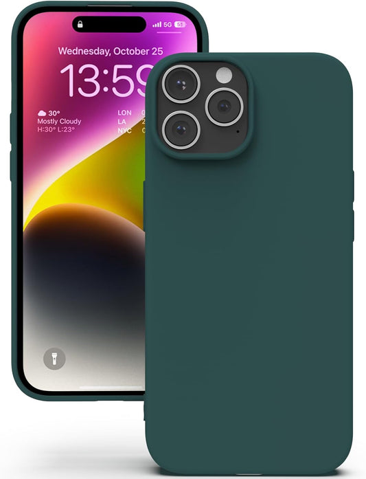 Yatwin Silicone Case for iPhone 14 Pro, Soft-Touch, Dark Green