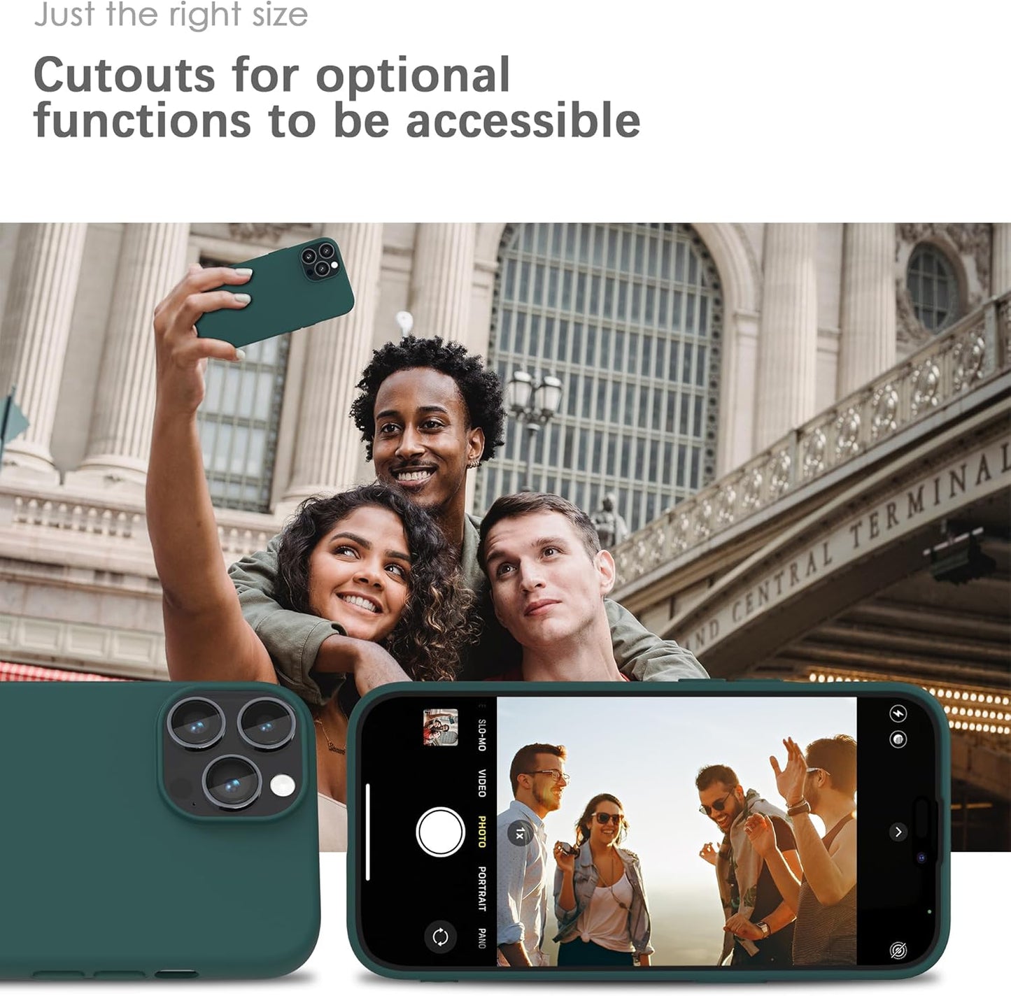 Yatwin Silicone Case for iPhone 14 Pro, Soft-Touch, Dark Green