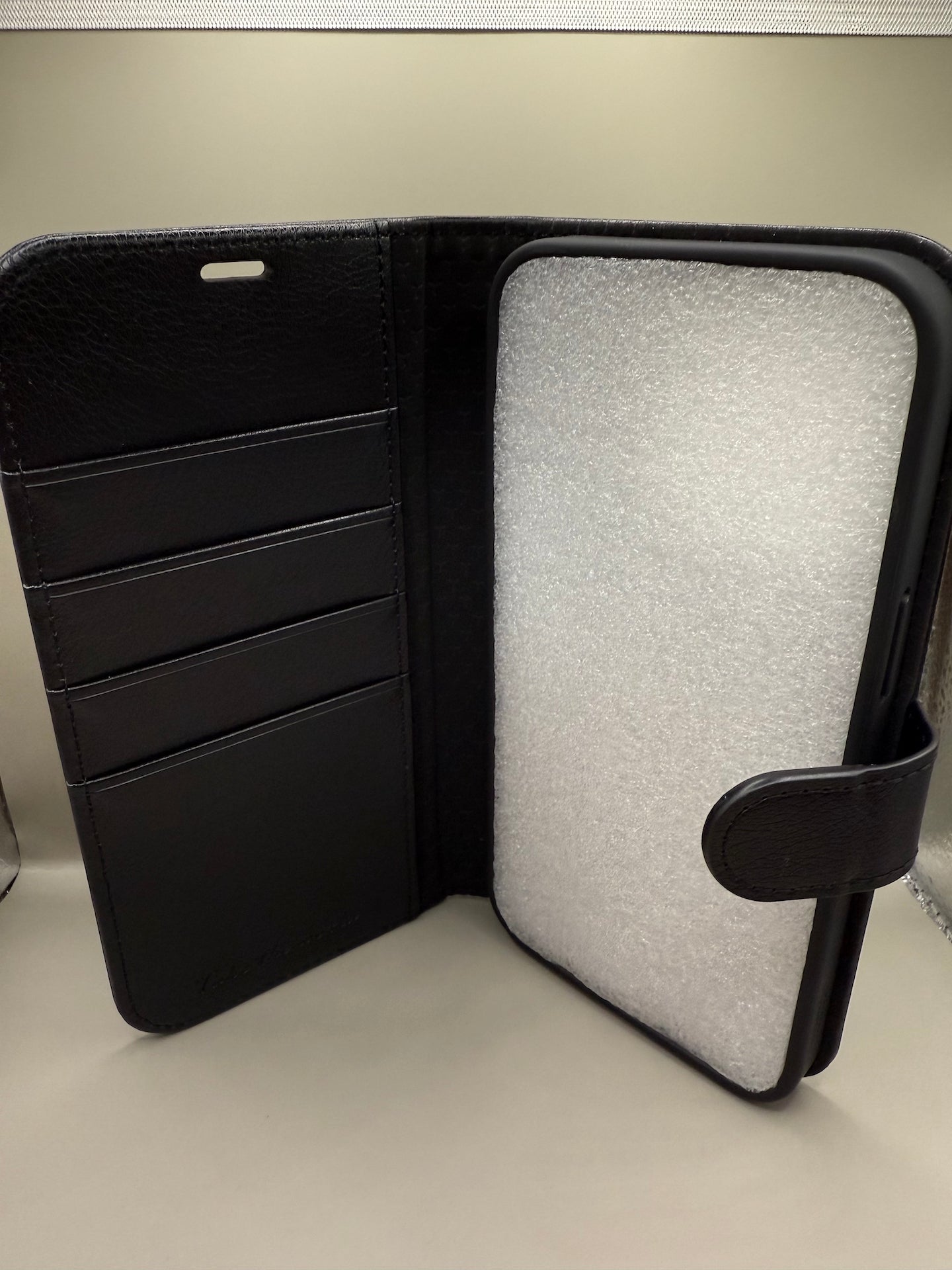 Tucch Leather Wallet Case for iPhone 15 Pro Max (6.7") 2023, Textured Black