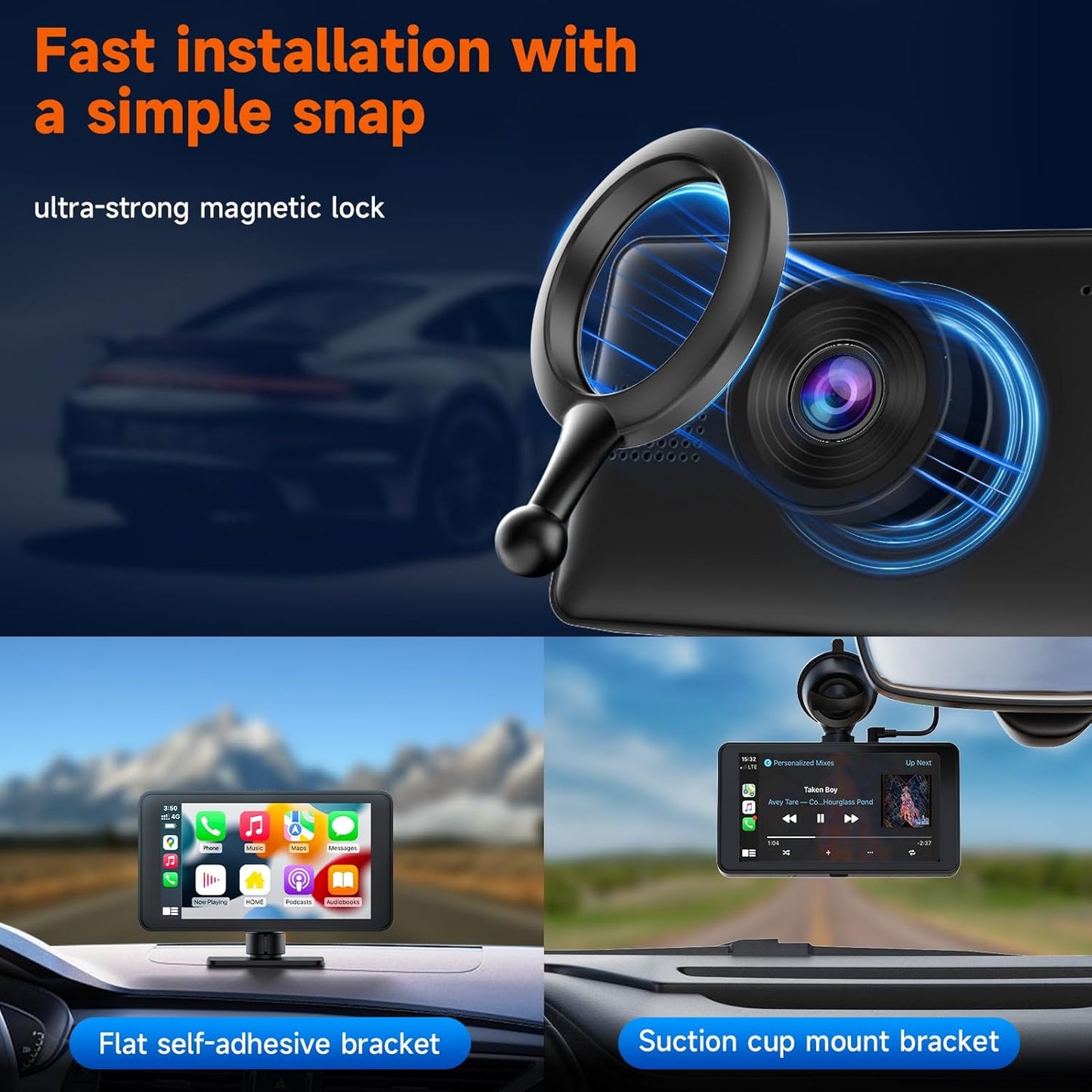 Spedal Portable Car Stereo with 2.5K Dashcam