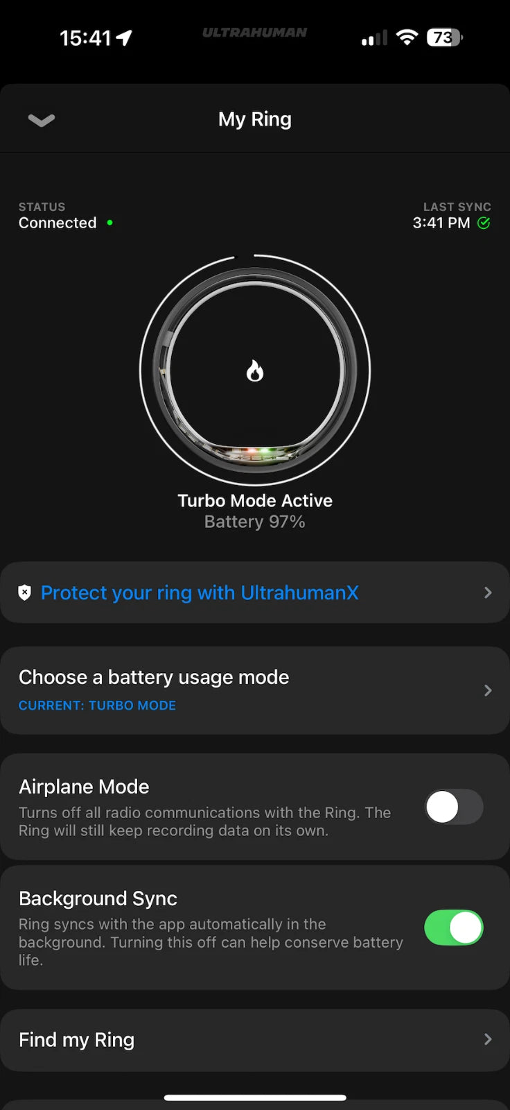 Ultrahuman Ring Air Size 9 Matte Black + Charger – Battery Fault / Repair