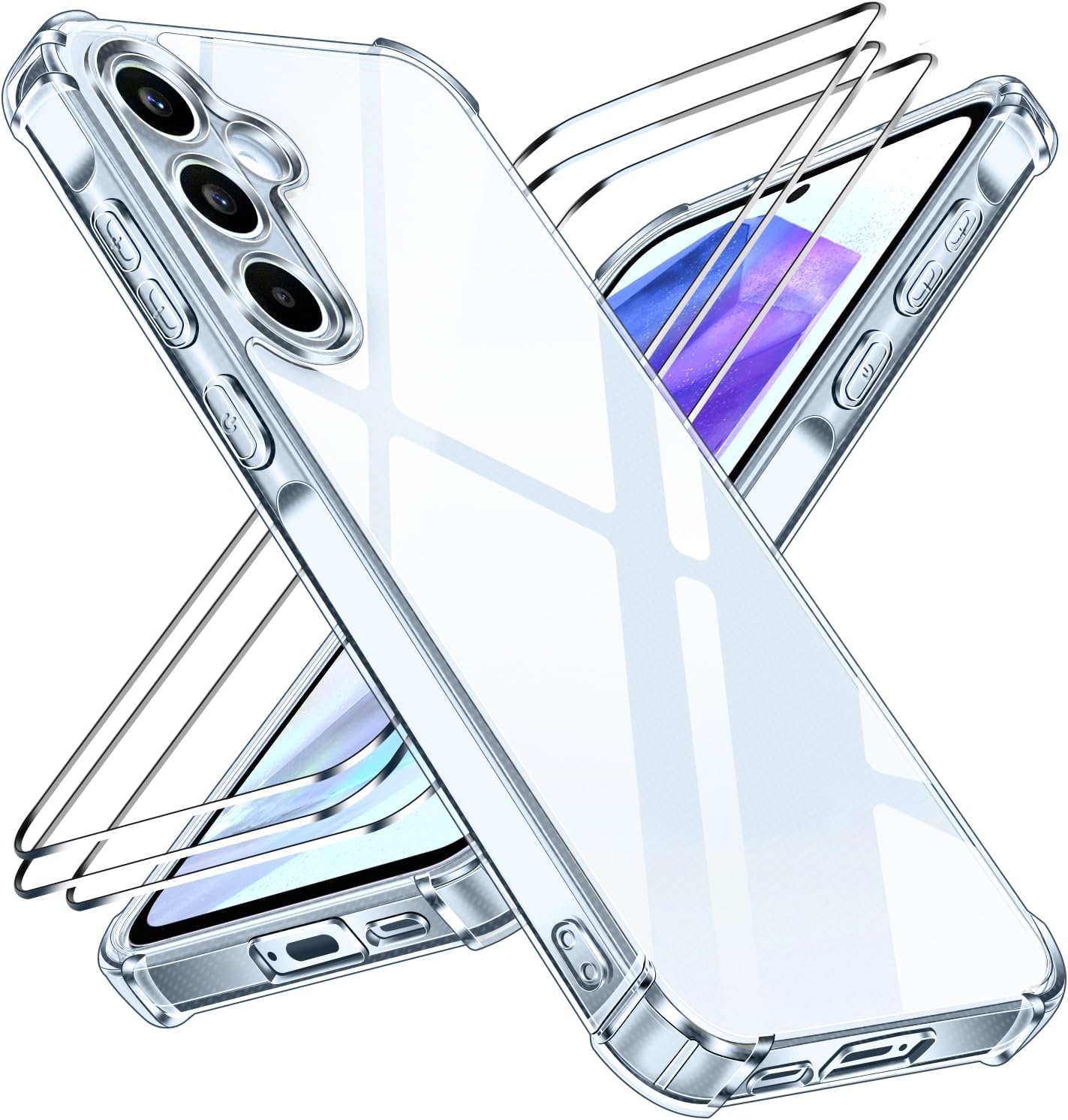 ivoler 4 in 1 Protective Phone Cover Case for Samsung Galaxy A55 5G, Clear