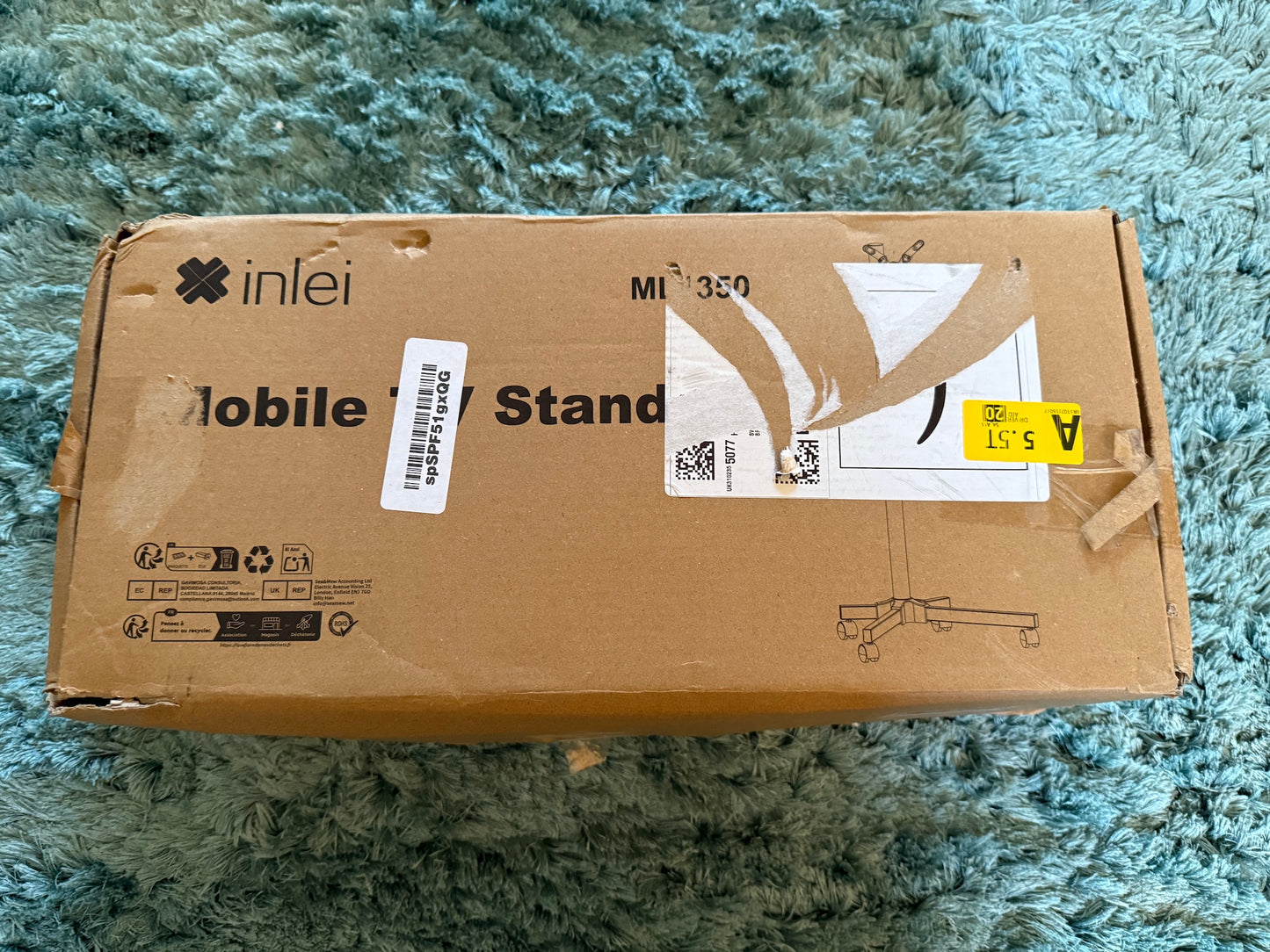 XINLEI Mobile TV Stand on Wheels for 13-50" Flat/Curved TVs, Height Adjustable