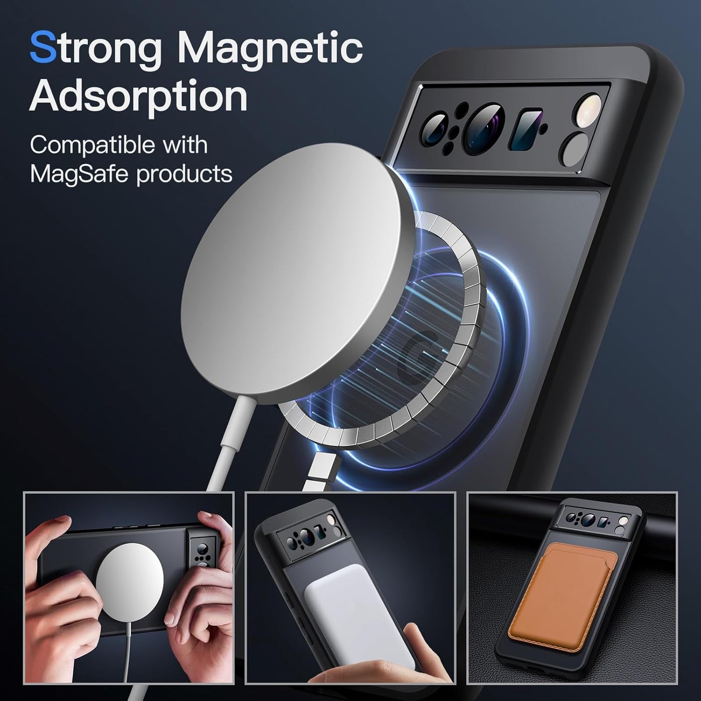 JETech Magnetic Case for Google Pixel 8 Pro 6.7-Inch 2023, (Obsidian)
