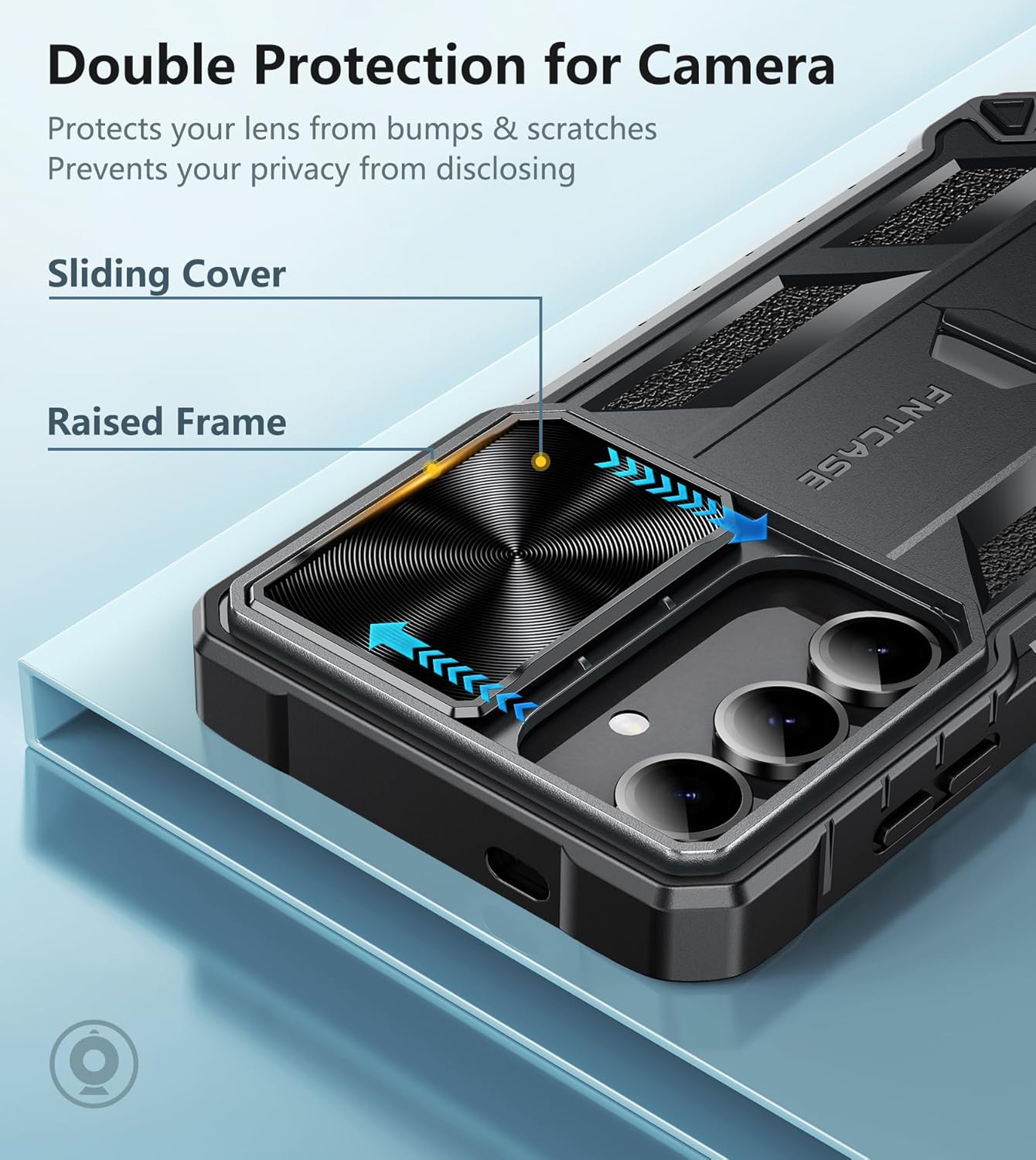 Fntcase for Samsung Galaxy S24 Case: Built-in Slide Camera Cover & Kickstand