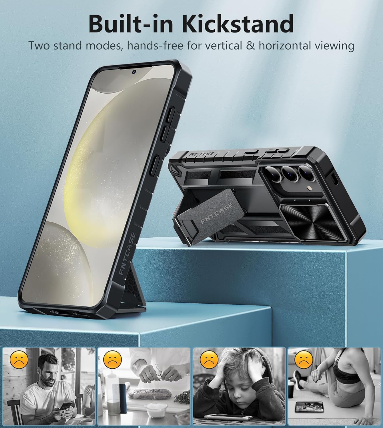 Fntcase for Samsung Galaxy S24 Case: Built-in Slide Camera Cover & Kickstand