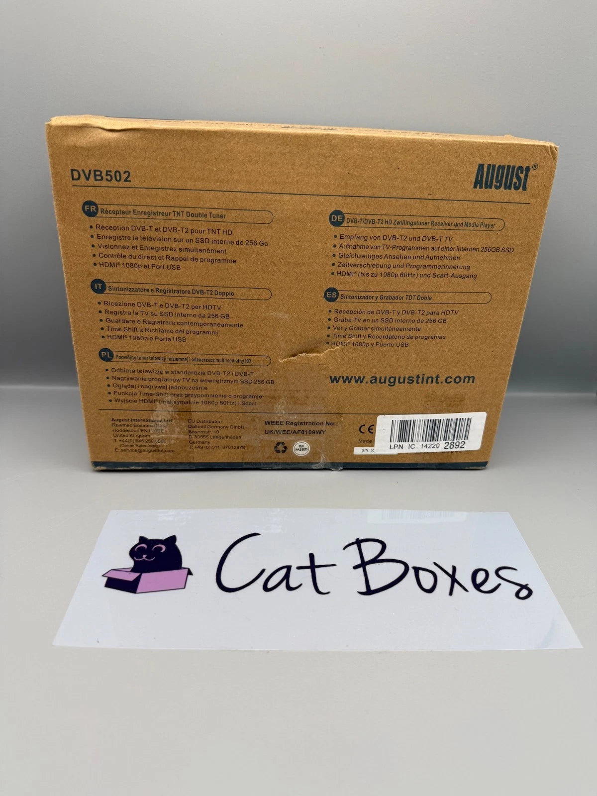 August DVB502 256GB SSD Freeview HD Set Top Receiver Box