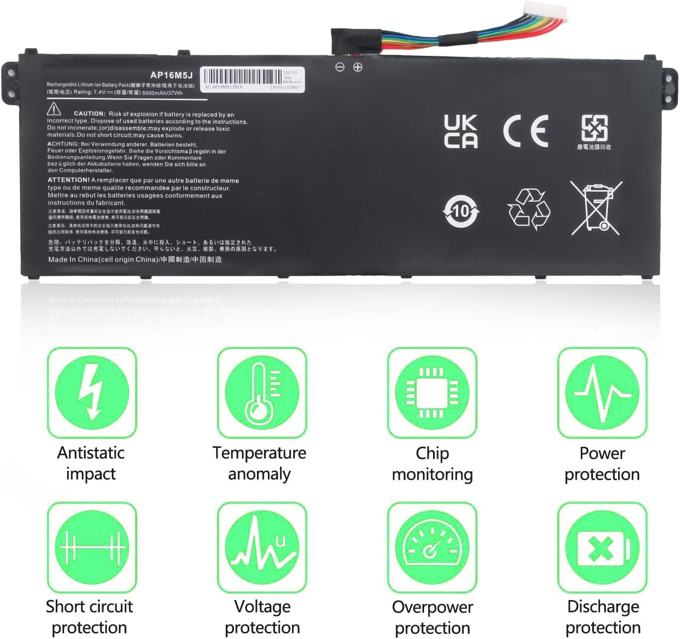FlyZythrol 37Wh AP16M5J battery Compatible With Acer Aspire