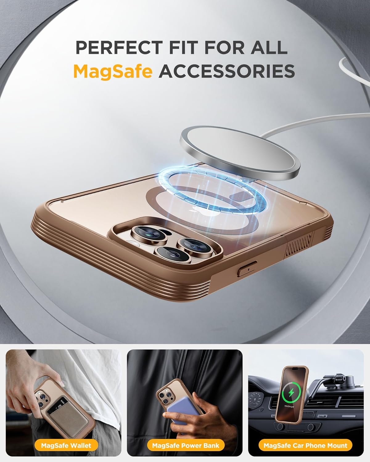 Miracase Magnetic Case for iPhone 16 Pro Max Case 6.9-Inch, (Desert Titanium)