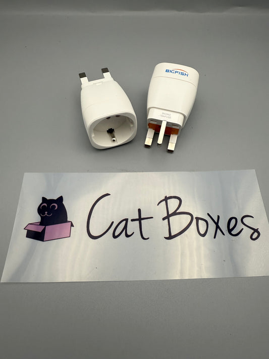 Bigfish European to UK Plug Adaptor 2 Pack, White **Opened Box**