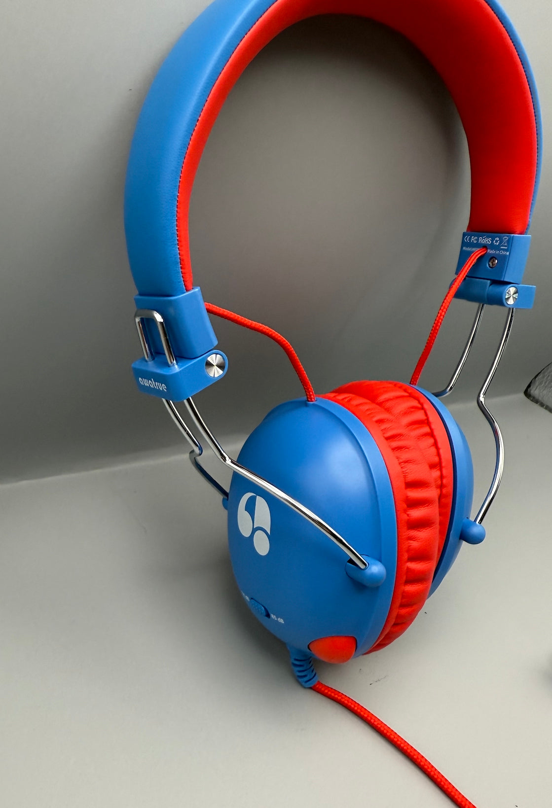 HK05 Kids Headphones Wired 3.5mm Volume Limited Blue Red