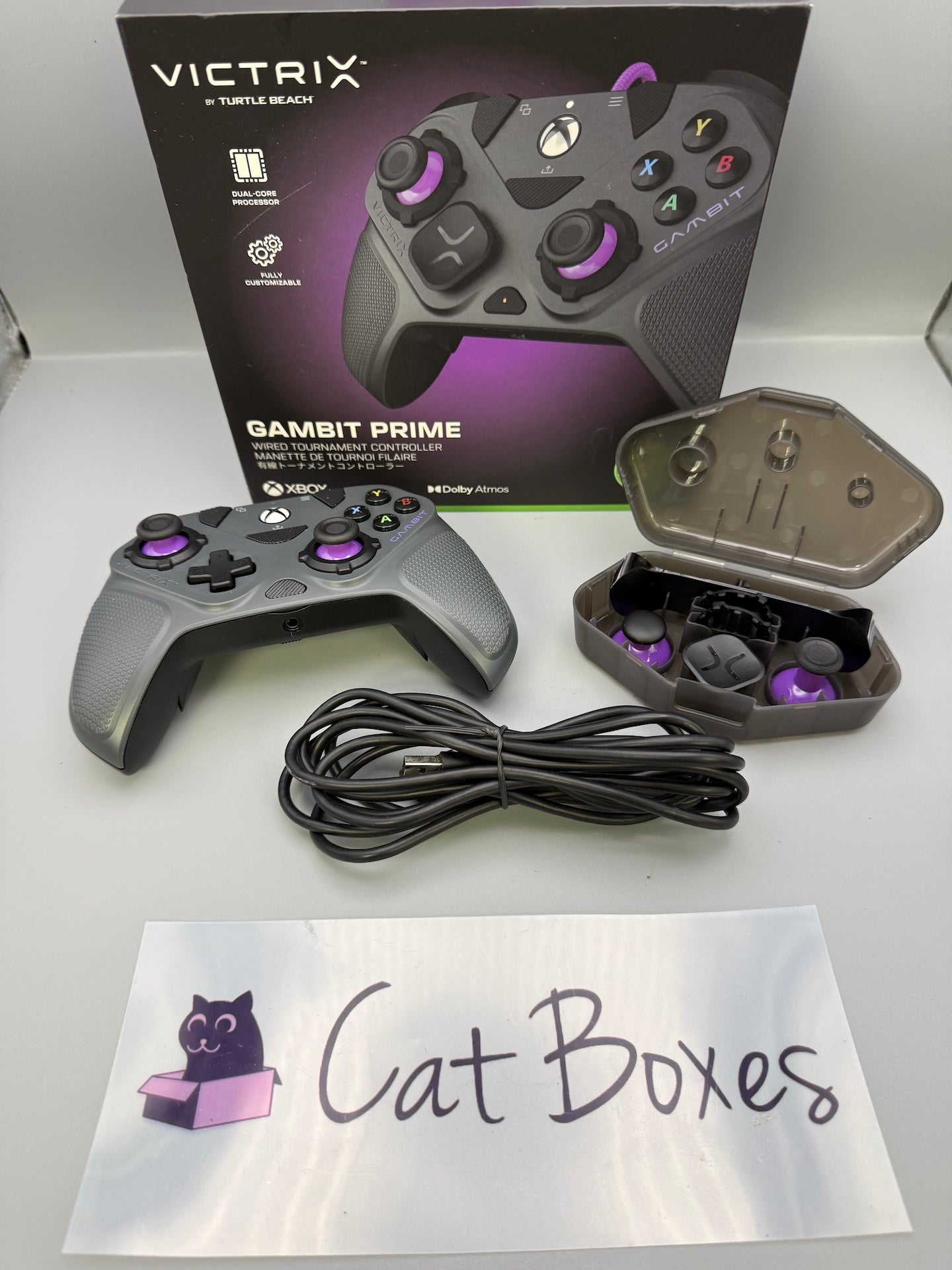 Turtle Beach Victrix Gambit Prime wired Xbox PC controller boxed with case