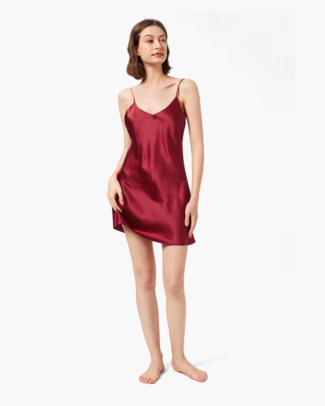 Mommesilk - Classic Silk Chemise - Large - Claret RRP £132