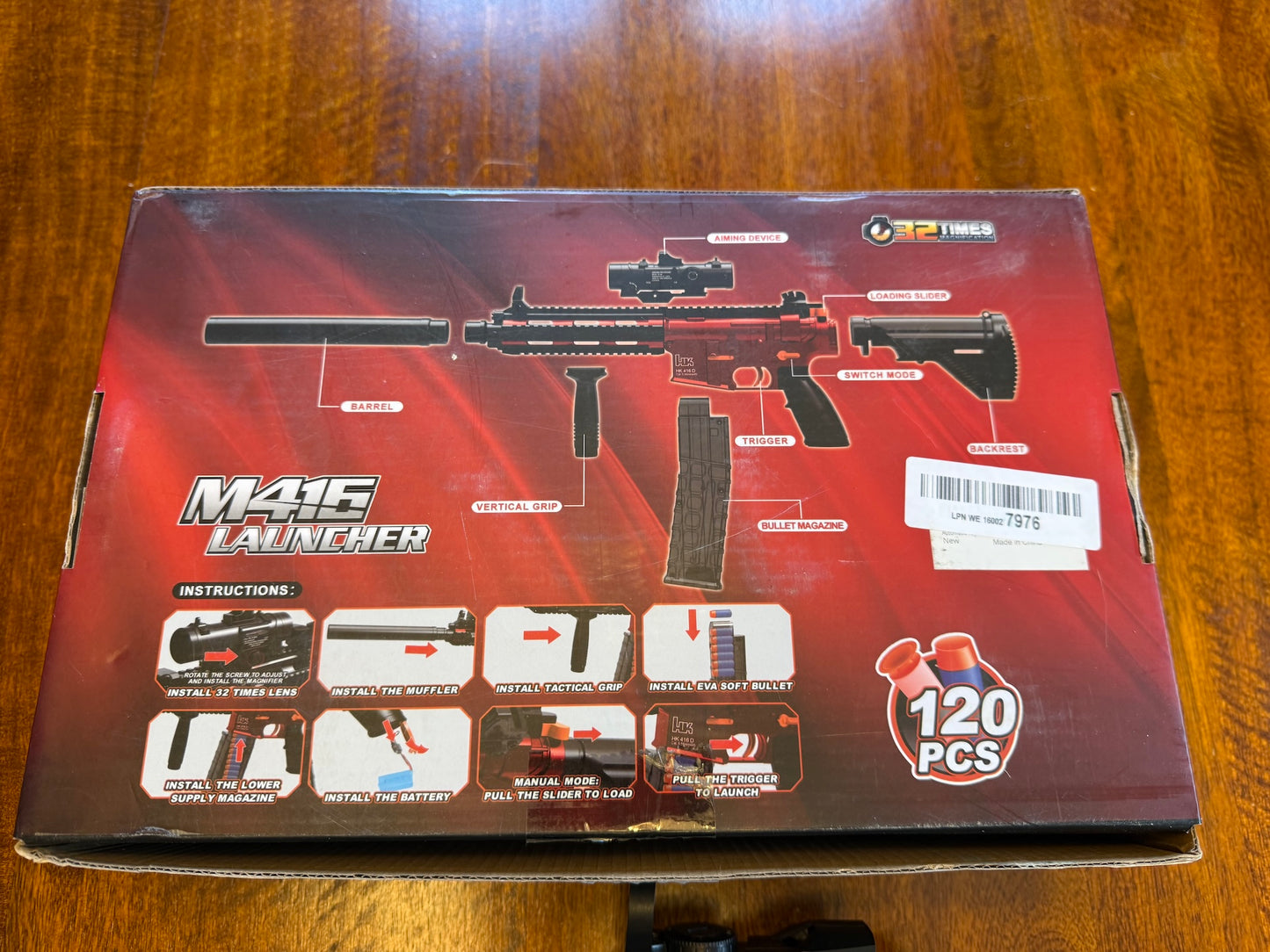 M416 Electric Foam Dart Blaster with Accessories 2 Magazines Used