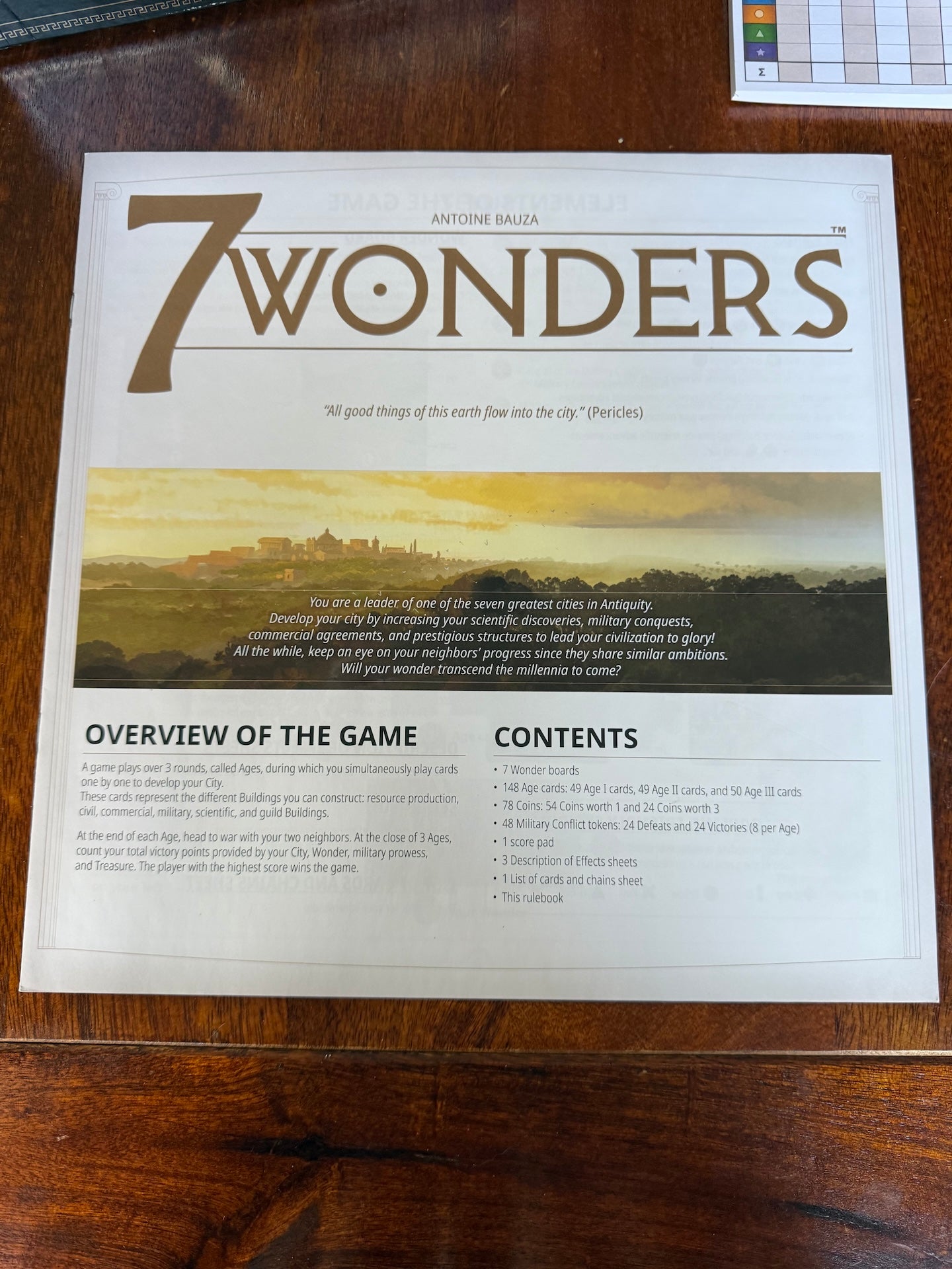 7 Wonders First Edition New Tokens Coins Instructions and Empty Box Bundle
