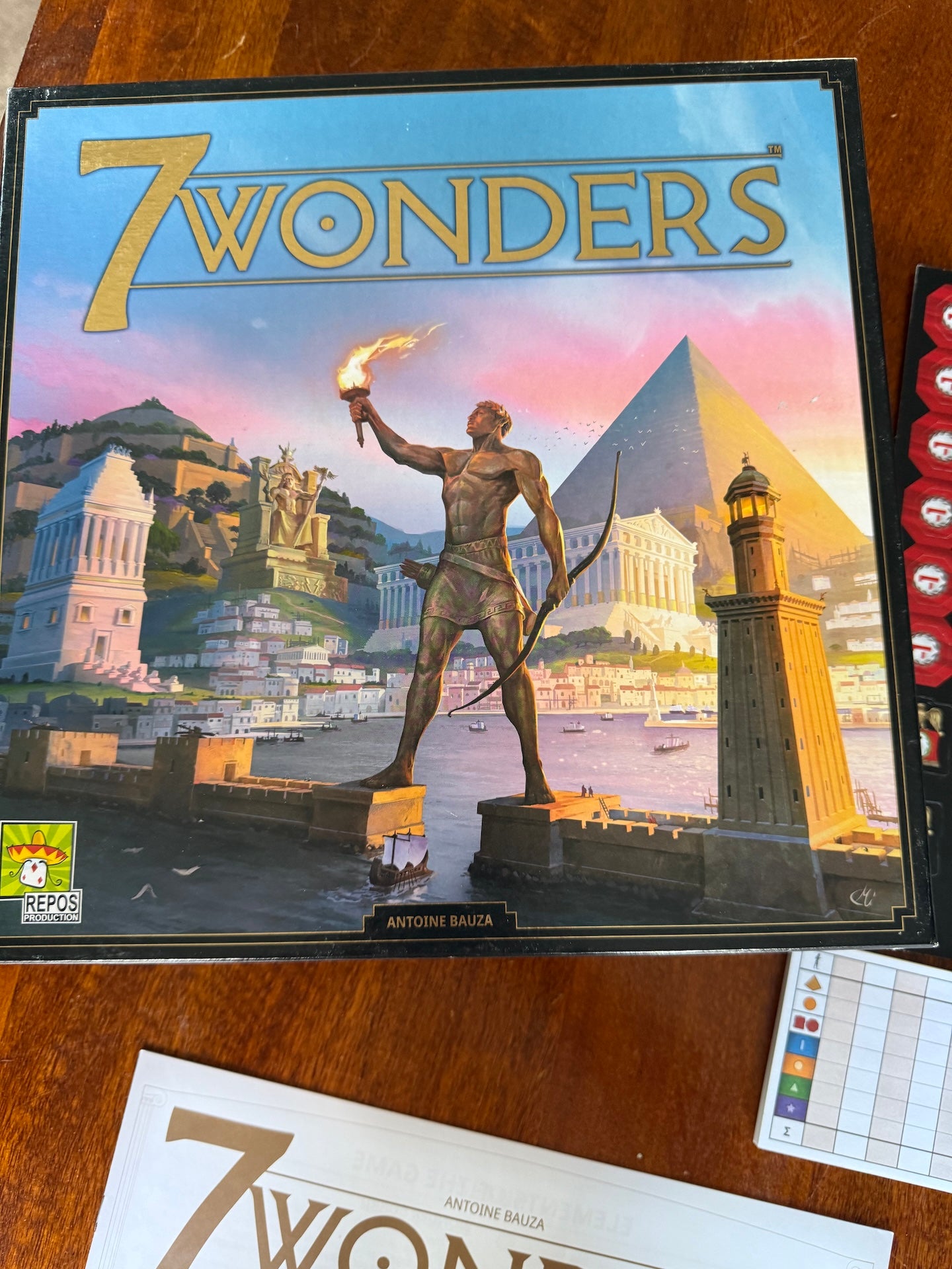 7 Wonders First Edition New Tokens Coins Instructions and Empty Box Bundle