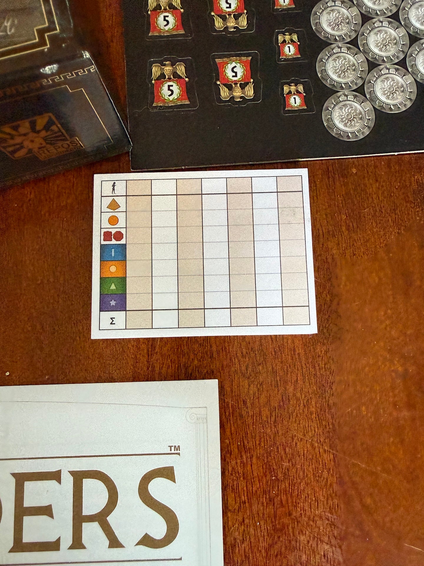 7 Wonders First Edition New Tokens Coins Instructions and Empty Box Bundle