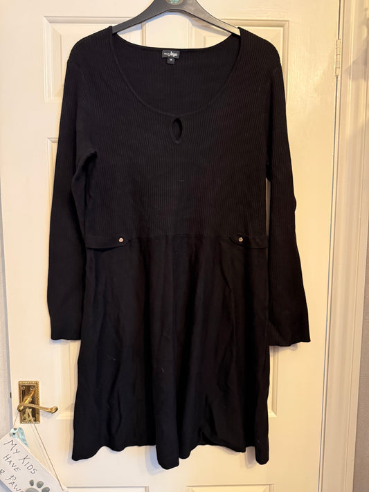 Pour Moi Knitted Dress - Black - Size 18