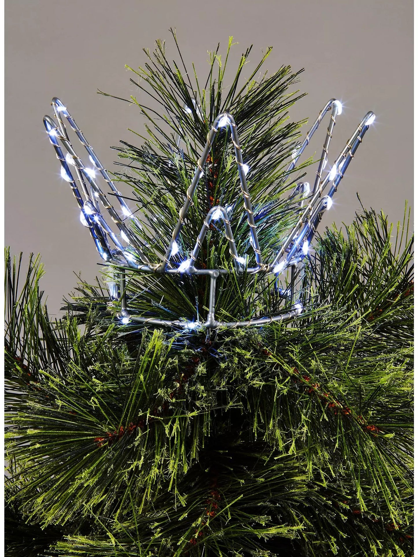 LED Crown Christmas Tree Topper Light - Silver