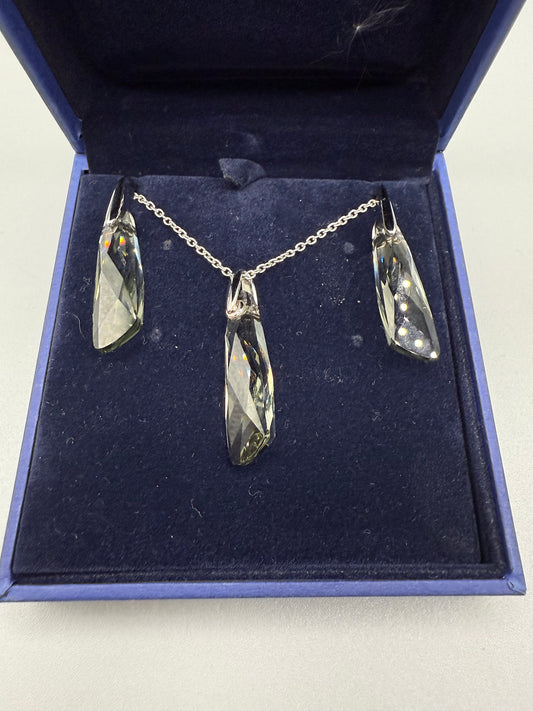 Swarovski Vintage Stonehenge Pendant and Earring Set - Black Diamond