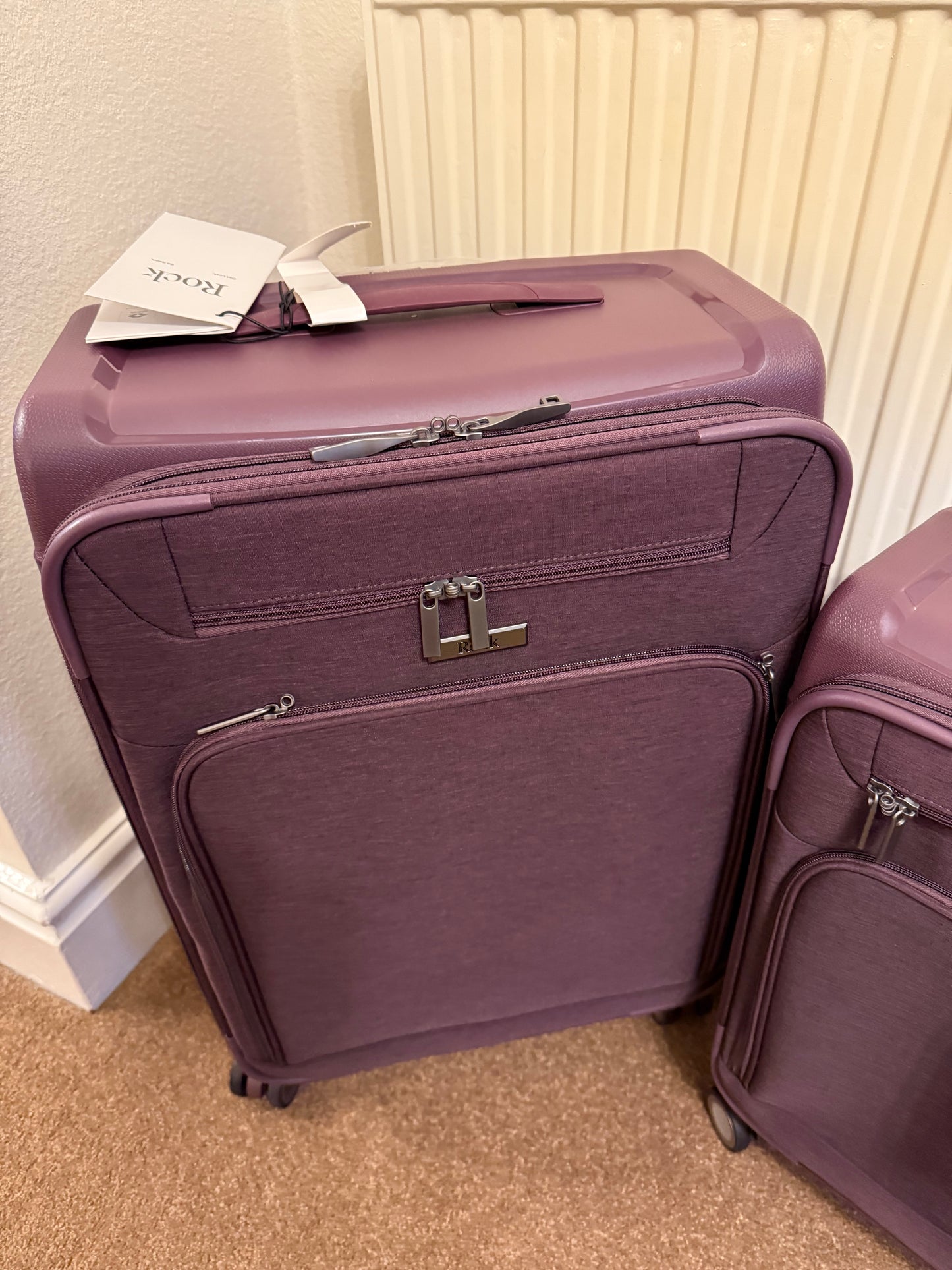 Rock Luggage Parker 8-Wheel Suitcases 2 piece Set - Purple