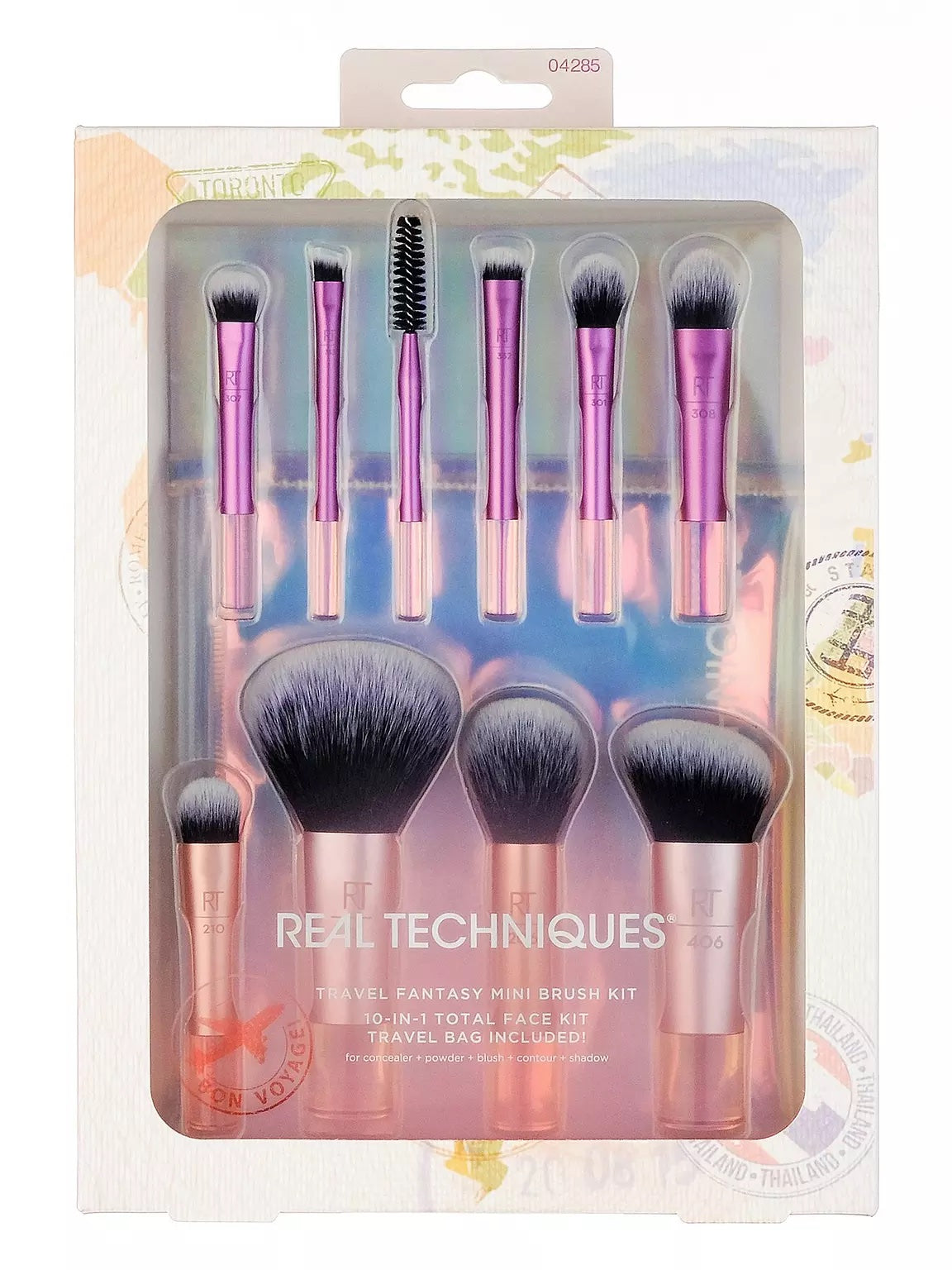 Real Techniques Travel Fantasy Mini Brush Kit 10-in-1 with Bag **Tatty Box**