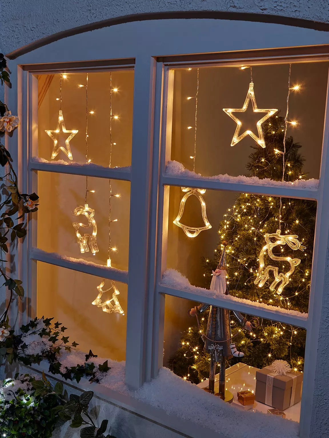 Curtain Window Light with Christmas Shapes