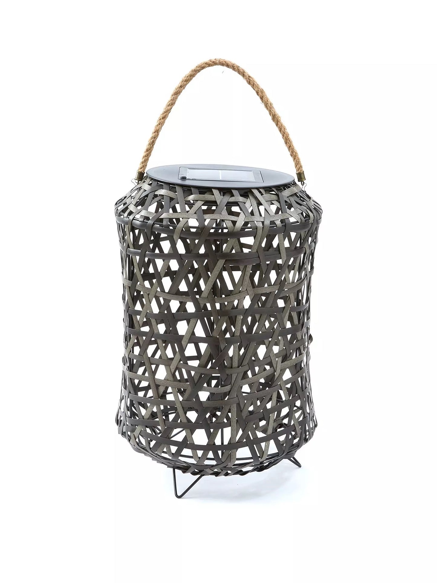 Criss Cross Aruba Weave Solar Rattan Lamp