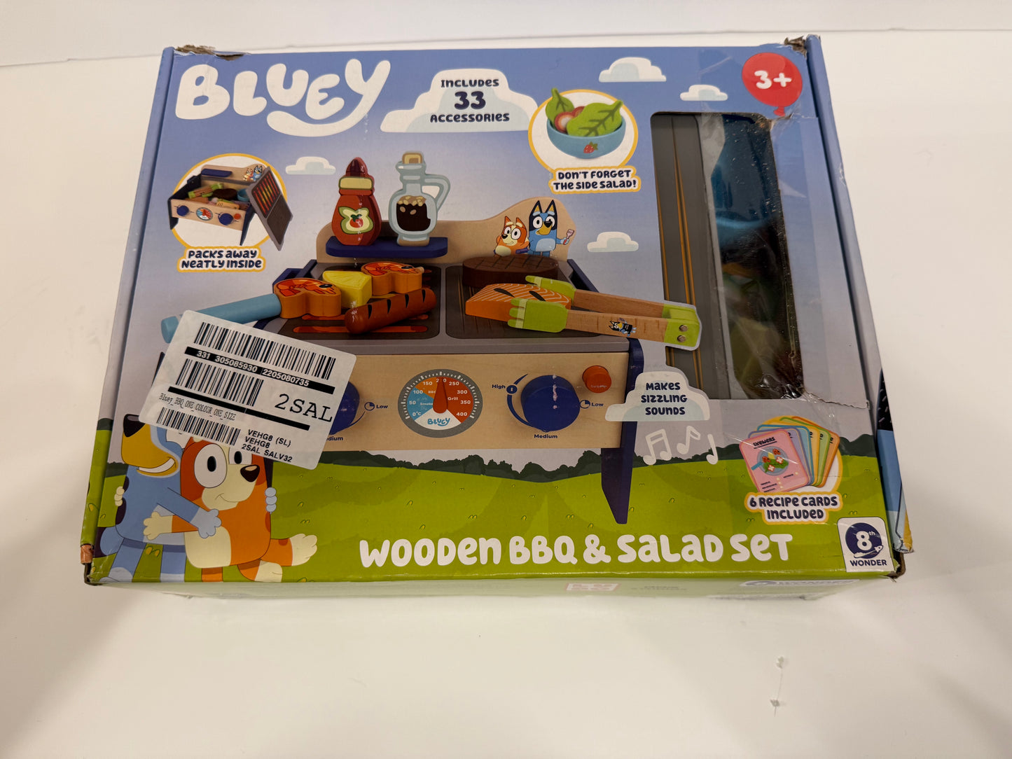 Bluey Wooden Bbq & Salad Set - Kids Toy Play Food