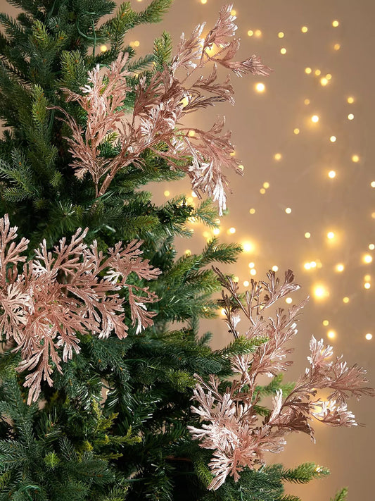 Rose Gold Fern Set of 3 Christmas Tree Picks