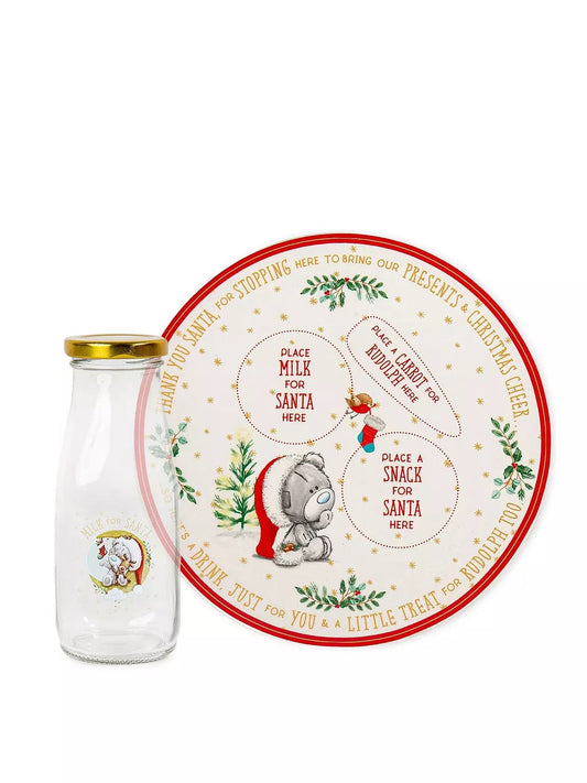 Me To You Xmas Eve Plate and Bottle Set **Missing Bottle Top**