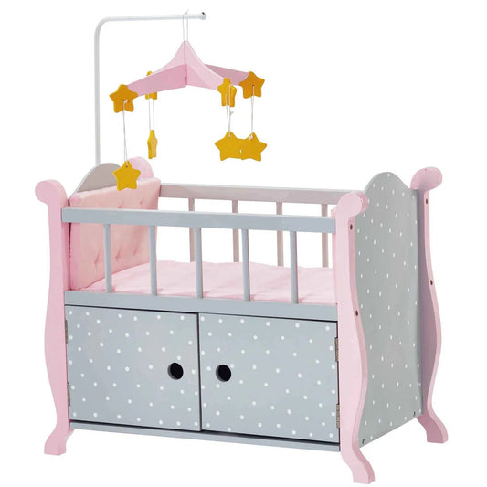 Olivia's Little World Polka Dot Princess Wooden Baby Doll Crib