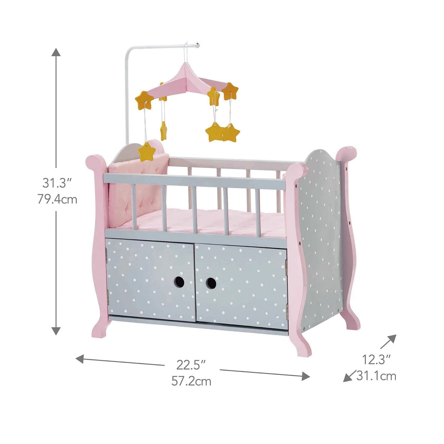 Olivia's Little World Polka Dot Princess Wooden Baby Doll Crib