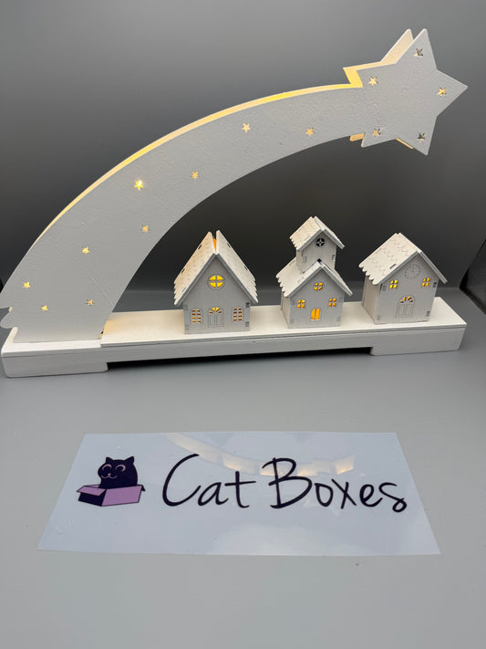 Wooden Shooting Star Light Up Christmas Scene 45cm