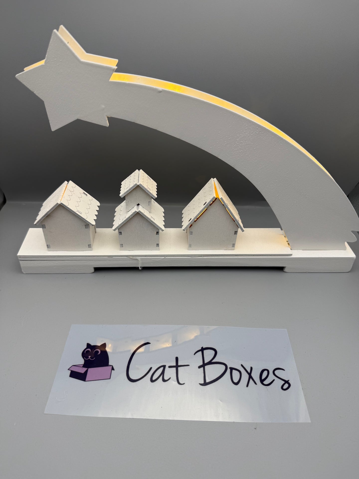 Wooden Shooting Star Light Up Christmas Scene 45cm