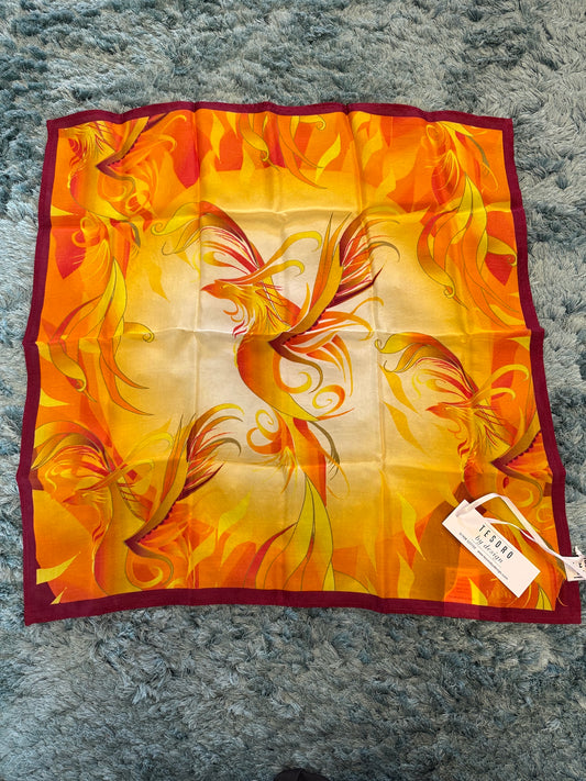 Tesoro by Design Golden Phoenix Silk Scarf