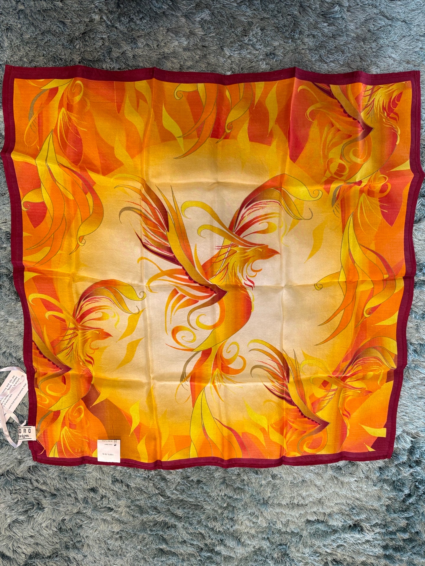 Tesoro by Design Golden Phoenix Silk Scarf